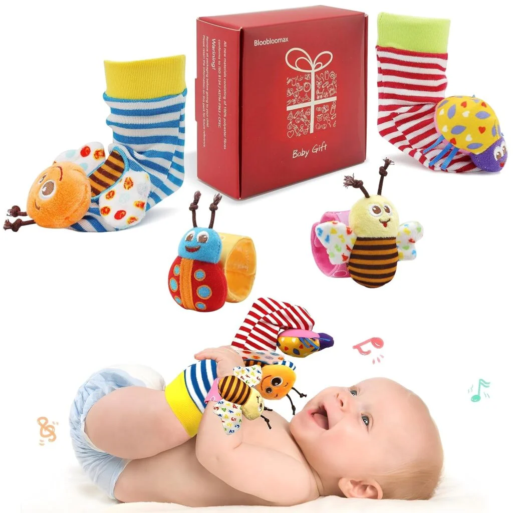 Calcetines de sonajero y sonajeros de muñeca manos o pies para