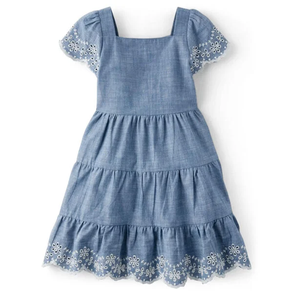 Gymboree- Vestido de Tela Chambray con Ojales para Niñas Prairie Fields de algodón