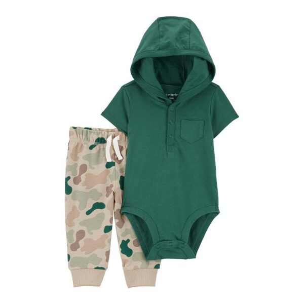 Carter's Conjunto de 2 Piezas: Body con Capucha verde y Leggings