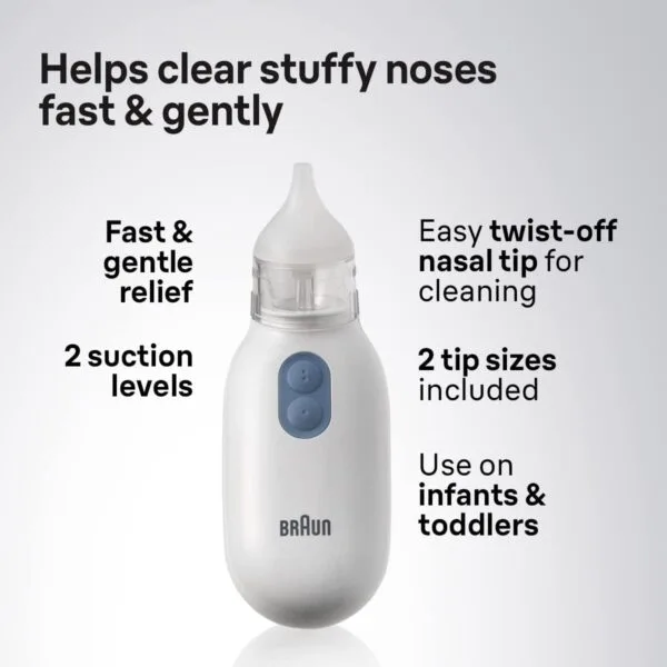 Braun- Aspirador nasal eléctrico para recién nacidos, bebés y niños pequeños