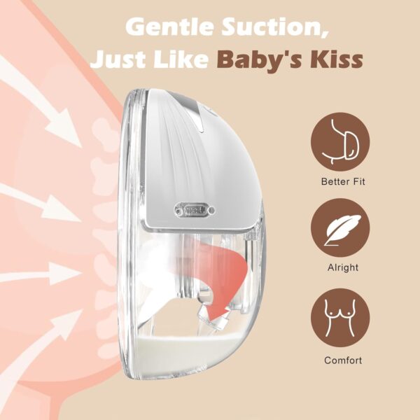 Paishenkeji Extractor de leche manos libres MY-375 portátil con 4 modos y 12 niveles, fuerte succión con bajo ruido, paquete de 1