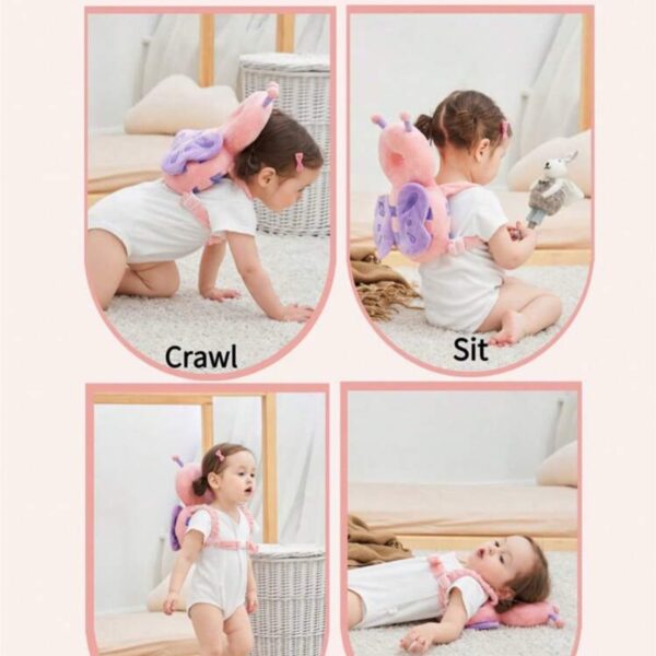 Protector de cabeza para aprender a caminar y gatear / mochila acolchada de seguridad de mariposa