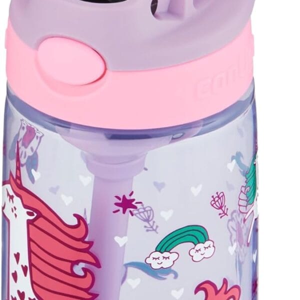 Contigo- Botella de agua con pajita AutoSpout para niños, 14 onzas, color lavanda/unicornios