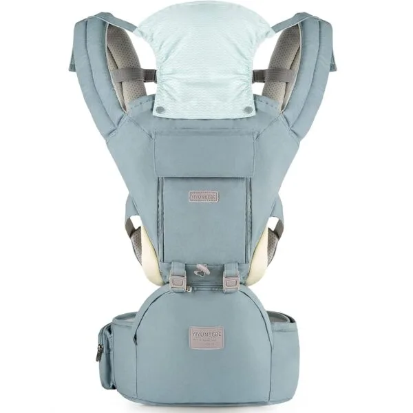 Portabebés o cargador con asiento de cadera 6 en 1 para recién nacidos a niños pequeños, ajustable y desmontable para bebés de 7 a 44 libras