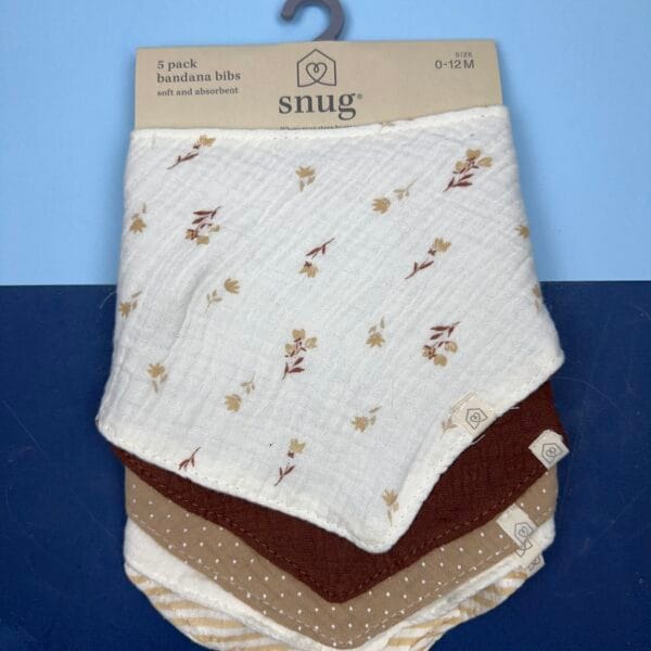 Set de 5 baberos tipo bandana suaves y absorbentes