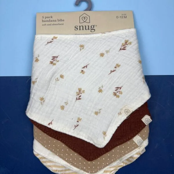 Set de 5 baberos tipo bandana suaves y absorbentes