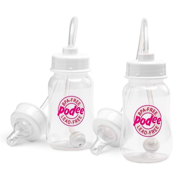 Podee - Botella manos libres para bebé, sistema de alimentación anti-cólicos de 4oz, paquete de 2