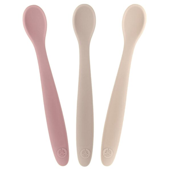 WeeSprout Cucharas de silicona para bebé, paquete de 3 con estuche