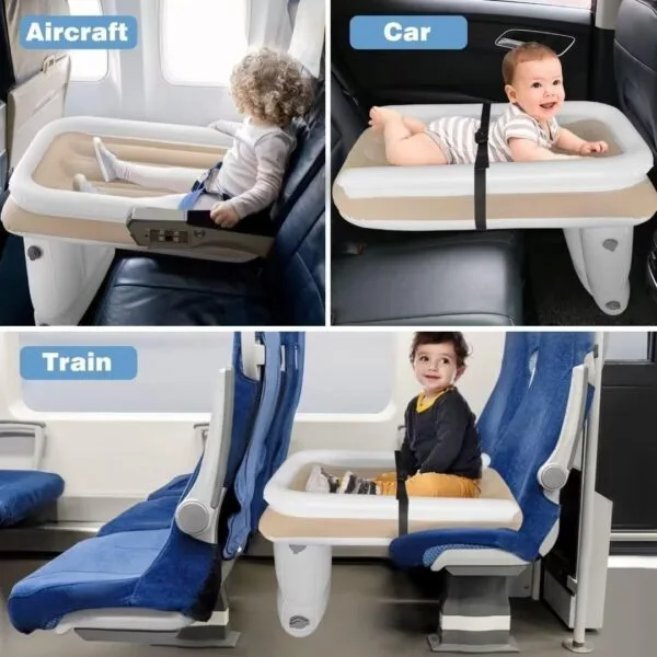 Cama inflable para avión para niños, con inflador