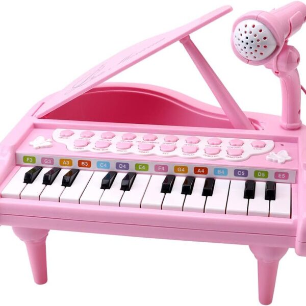 Amy & Benton - Teclado de juguete para niñas, regalo de cumpleaños, 24 teclas, multifuncional