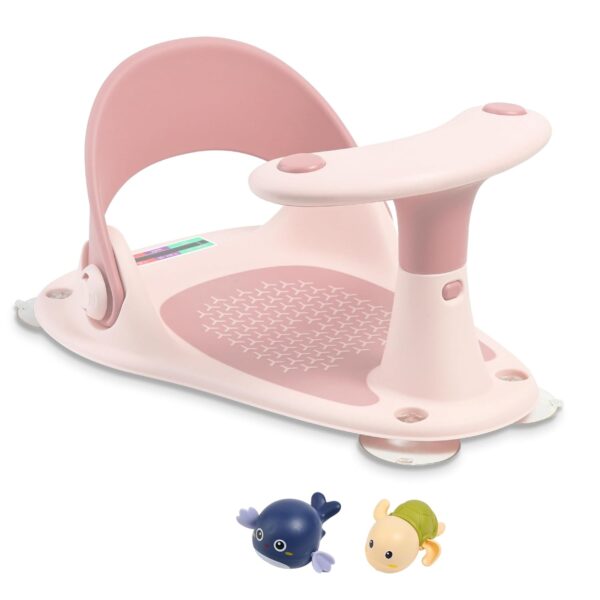 Asiento de baño con termómetro para bebé con 2 juguetes