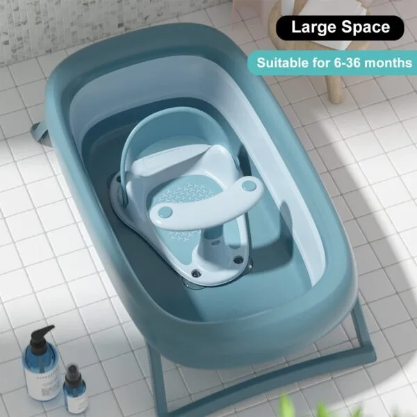 Asiento de baño con termómetro para bebé con 2 juguetes