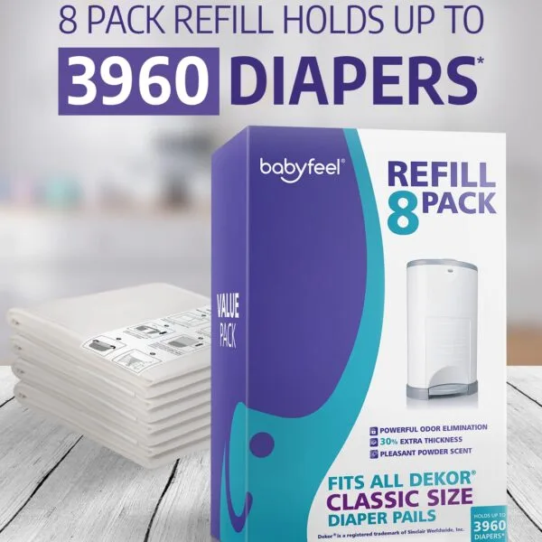 Babyfeel Recambios compatibles con cubos de pañales DEKOR CLASSIC | Paquete de 8