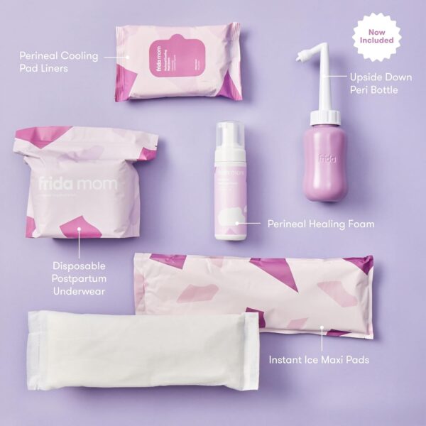 Frida Mom Kit esencial de recuperación posparto, incluye ropa interior desechable, almohadillas maxi de hielo instantáneo, espuma curativa perineal, forros de almohadillas de curación perineal y más