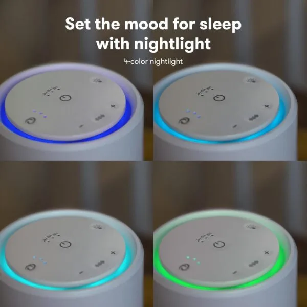Frida Baby Máquina de sonido 3 en 1, purificador de aire + luz nocturna con 3 velocidades de ventilador y filtro de fácil cambio