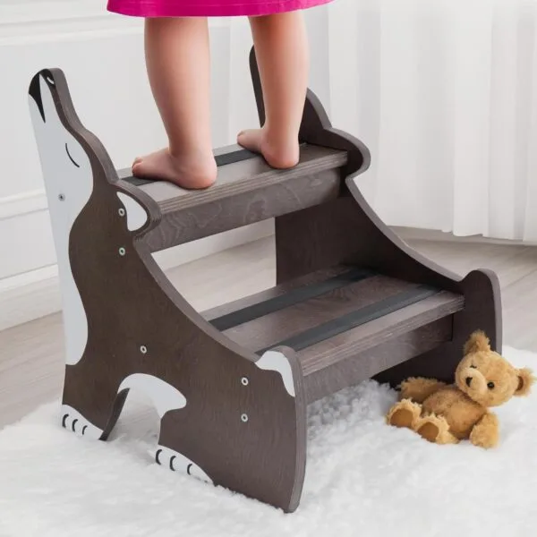 Crowned Cuddles - Taburete de madera prémium para niños pequeños