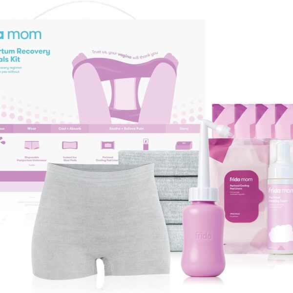 Frida Mom Kit esencial de recuperación posparto, incluye ropa interior desechable, almohadillas maxi de hielo instantáneo, espuma curativa perineal, forros de almohadillas de curación perineal y más