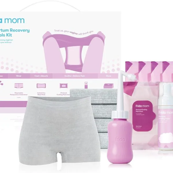 Frida Mom Kit esencial de recuperación posparto, incluye ropa interior desechable, almohadillas maxi de hielo instantáneo, espuma curativa perineal, forros de almohadillas de curación perineal y más