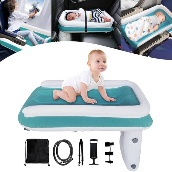 Cama inflable para avión para niños, con inflador