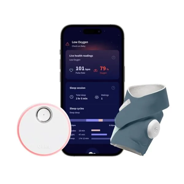 Owlet Dream Sock® - Monitor inteligente para bebés aprobado por la FDA - Seguimiento de la frecuencia de pulso vivo (corazón), oxígeno en bebés - Recibe notificaciones - Azul