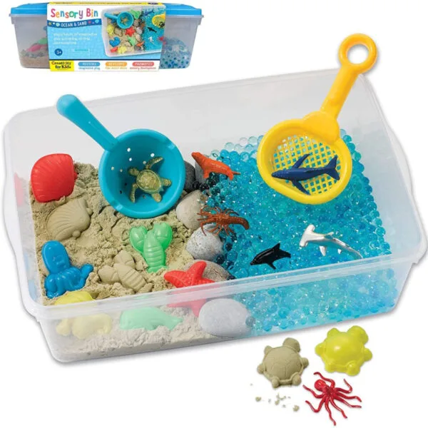 Ocean & Sand Sensory Bin - Caja de Aventura Sensorial Bajo el Mar