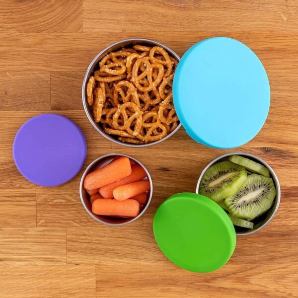 WeeSprout - Juego de Recipientes de Acero Inoxidable 18/8 | Perfectos para Snacks y Almuerzos | Con Tapas de Silicona Antiderrame