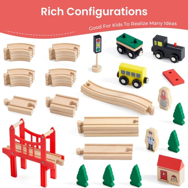 Tiny Land - Juego de Tren de Madera para Niños Pequeños, 39 Piezas