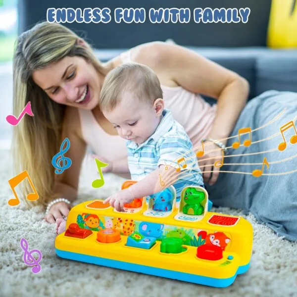 Juguete Interactivo de Animales Emergentes con Música y Luz - Juguete Montessori de Causa y Efecto para Niños Pequeños