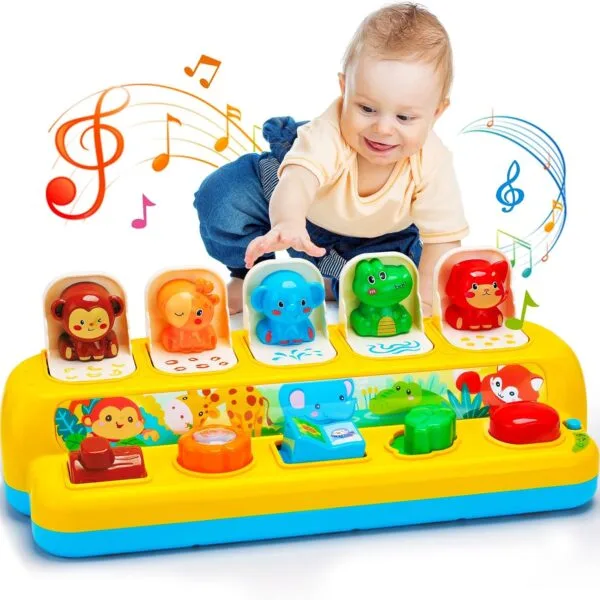 Juguete Interactivo de Animales Emergentes con Música y Luz - Juguete Montessori de Causa y Efecto para Niños Pequeños