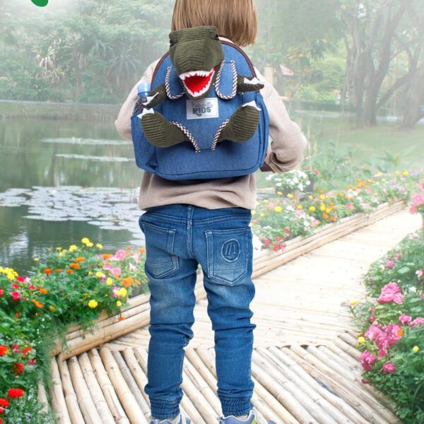 Mochila con Juguete de Peluche de Dinosaurio Verde para Niños de 2 a 5 Años
