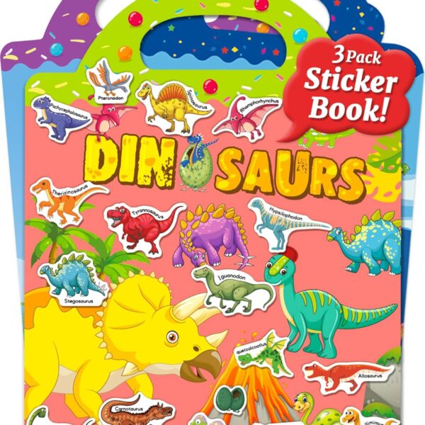 Libros de Calcomanías Reutilizables para Niños de 2 a 4 Años | Juguetes y Actividades Portátiles para Viajes | 101 Piezas y 3 Temas Divertidos