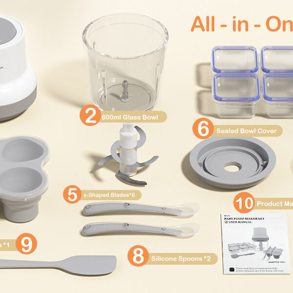 HEYVALUE - Procesador de Alimentos para Bebés 13 en 1 - Juego Completo para Preparación de Comida de Bebé