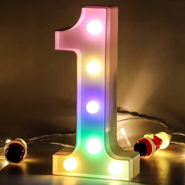 Lámpara LED Decorativa en Forma de Número 1 - RGB con Control Remoto