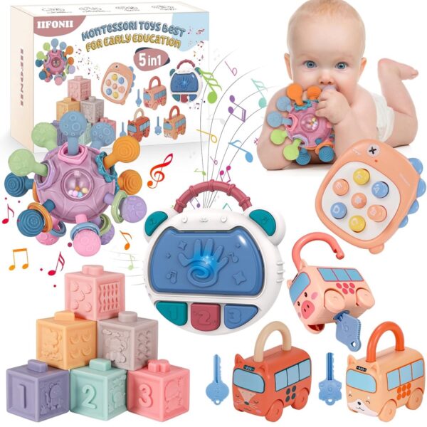 Juguetes Montessori IIFONII para Bebés y Niños Pequeños - Set 5 en 1 de Desarrollo