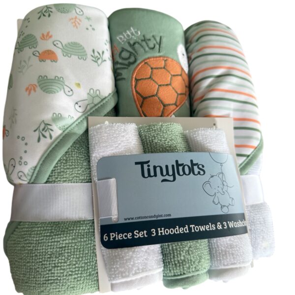 Set de Toallas y Paños TinyTots - 6 Piezas (3 Toallas con Capucha y 3 Paños)