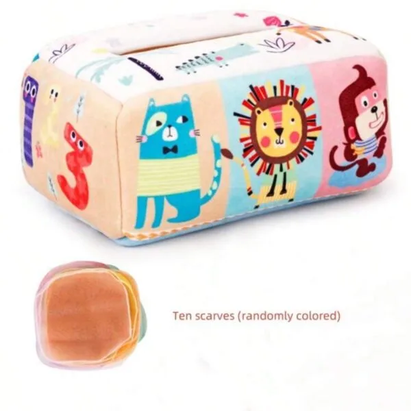Juguete Montessori de Caja de Pañuelos de Tela para Bebés – Aprendizaje Cognitivo y Motricidad