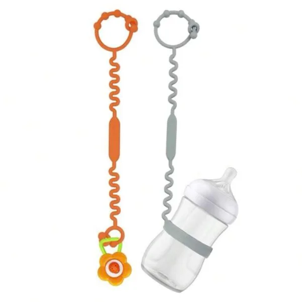 Set de 2 Cadenas de Silicona para Biberón y Chupete – Correa Ajustable para Bebé