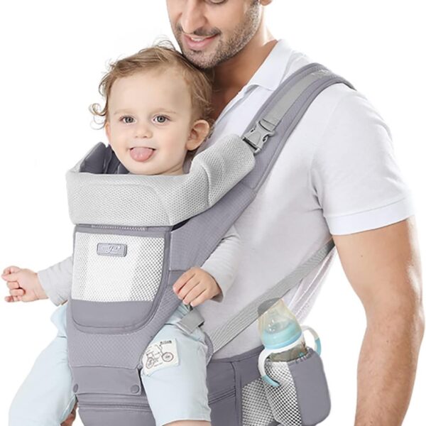 Portabebés Ergonómico 6 en 1 con Asiento de Cadera – Para Bebés de 7 a 45 Libras