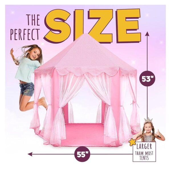 Tienda de Campaña Princess Castle ORIAN para Niñas con Luces LED de Estrella – Interior y Exterior, Grande y Duradera