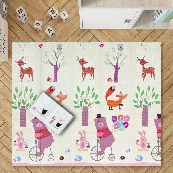 Alfombra o tapete de espuma suave plegable para bebés, alfombrillas de juego para bebés de 1cm de grosor, 178 x 117 cm de doble cara