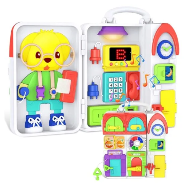 Juguete Montessori Musical para Niños de 1-2 Años – Tablero de Actividades Educativas Bilingüe