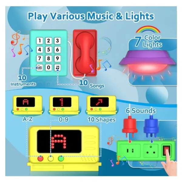 Juguete Montessori Musical para Niños de 1-2 Años – Tablero de Actividades Educativas Bilingüe