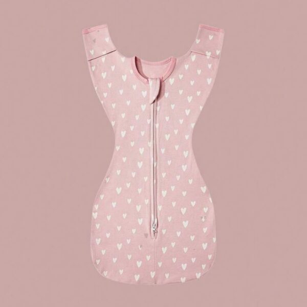 Saco de Dormir para Bebé ergonomico con Mangas Ajustables y Cremallera Bidireccional- corazones 3-6 m