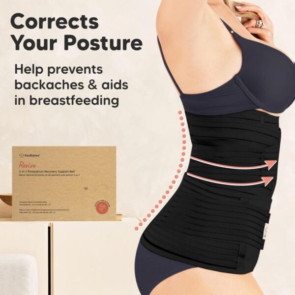 Faja Postparto 3 en 1 KeaBabies - Banda de Soporte para Recuperación Abdominal, Cintura, Cadera y Pelvis - Ideal para Postparto y Diástasis de Rectos (Negro, Talla M/L)