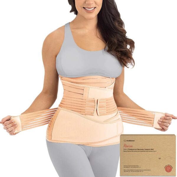 Faja Postparto 3 en 1 KeaBabies - Banda de Soporte para Recuperación Abdominal, Cintura, Cadera y Pelvis - Ideal para Postparto y Diástasis de Rectos, negro o beige