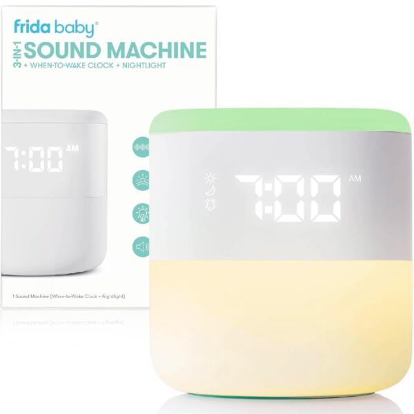 Frida Baby 3-en-1: Reloj Despertador, Máquina de Sonidos y Luz Nocturna con Bluetooth