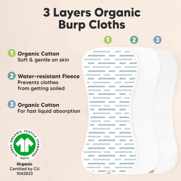 Paños de algodón orgánicos para eructos para bebés y niños, paquete de 5 paños para eructos súper absorbentes, barquitos