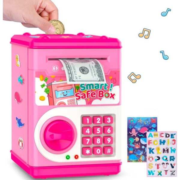 Alcancía electrónica para niños- caja de monedas con contraseña y ranura para billetes
