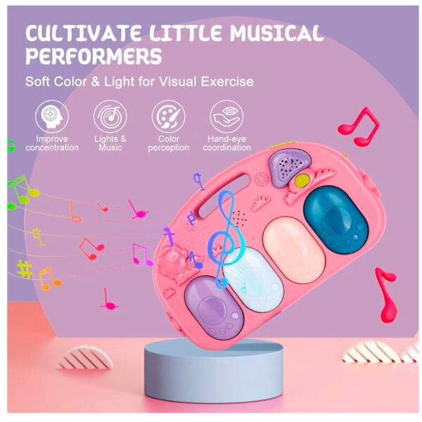 Gimnasio de Actividades y Tapete de Juego para Bebés, Alfombra con Piano Musical, Sonajeros Desmontables y Diseño Multifuncional para Recién Nacidos y Niños Pequeños