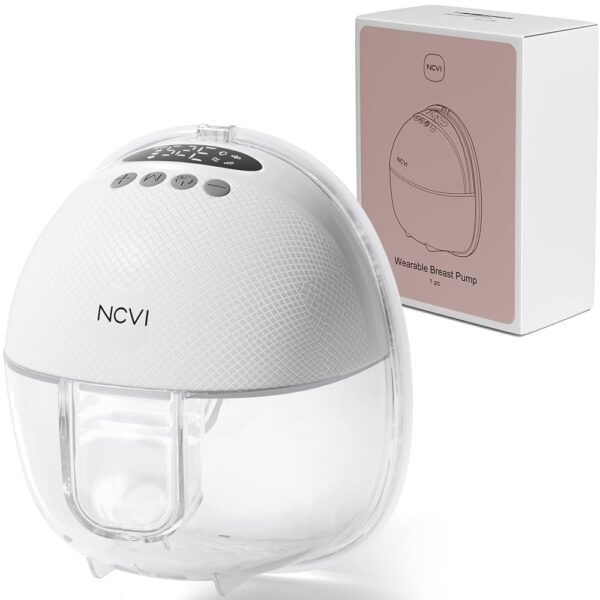 Extractor de Leche Eléctrico Portátil NCVI 8131 - Manos Libres, 4 Modos y 9 Niveles, Ultra Silencioso con Pantalla LED y Bridas de 19/21/24 mm, Pack de 1 (Blanco)